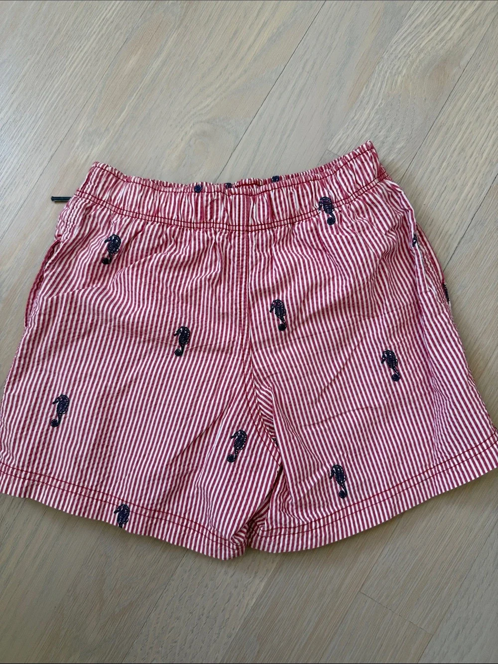 Tartine et Chocolat Red and White Striped Seersucker Trunks